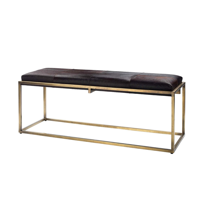 Shelby Espresso Hair Hide Bench